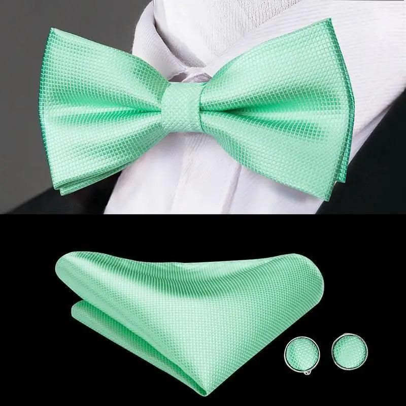 Nœuds papillons de luxe en soie beige motif papillon pour hommes, ensemble de boutons de manchette élégant, idéal pour mariage, smoking, bal de fin d'année