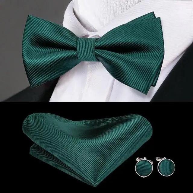 Nœuds papillons de luxe en soie beige motif papillon pour hommes, ensemble de boutons de manchette élégant, idéal pour mariage, smoking, bal de fin d'année