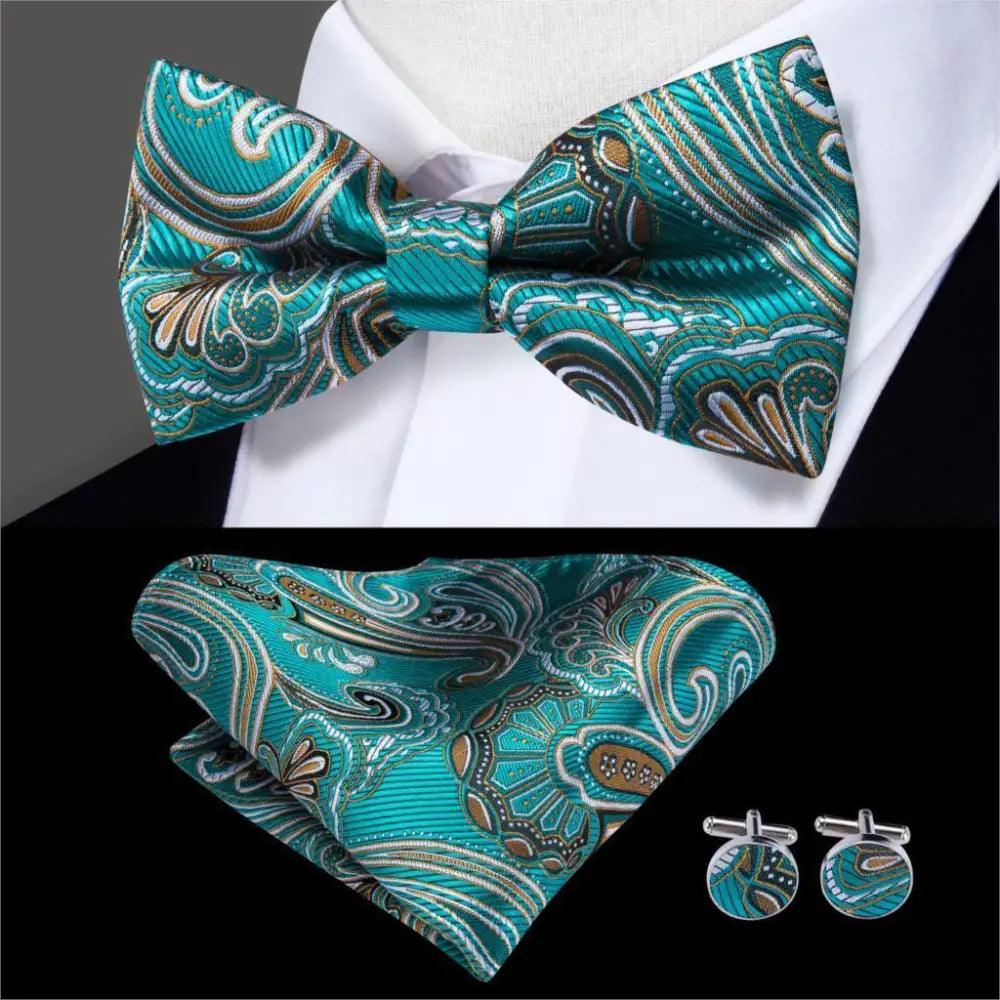 Nœuds papillons de luxe en soie beige motif papillon pour hommes, ensemble de boutons de manchette élégant, idéal pour mariage, smoking, bal de fin d'année