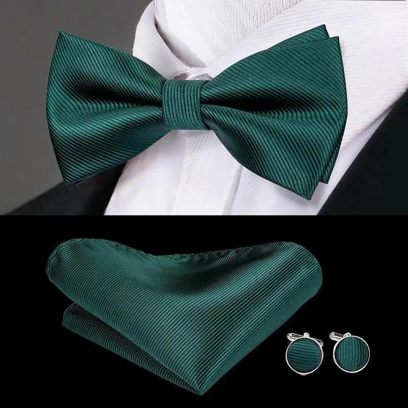 Nœuds papillons de luxe en soie beige motif papillon pour hommes, ensemble de boutons de manchette élégant, idéal pour mariage, smoking, bal de fin d'année