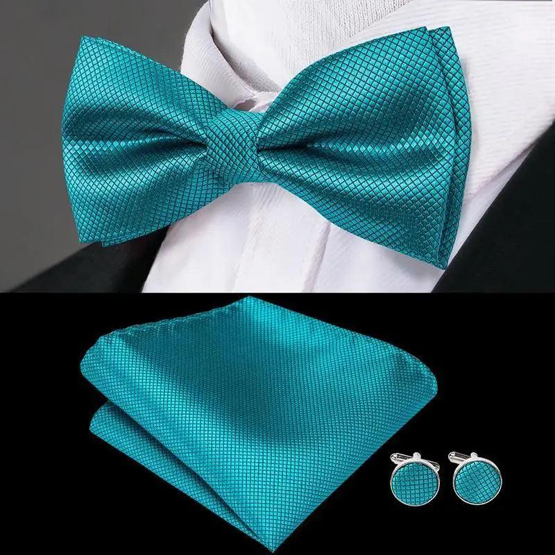 Nœuds papillons de luxe en soie beige motif papillon pour hommes, ensemble de boutons de manchette élégant, idéal pour mariage, smoking, bal de fin d'année