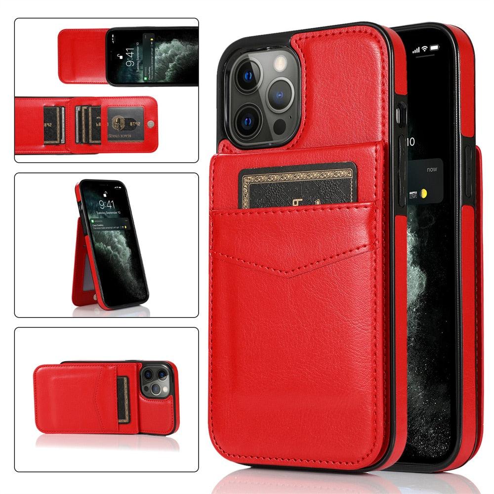 Étui de luxe pour cartes pour iPhone 14 13 12 Mini 11 Pro Max en cuir durable avec support solide, étui de téléphone magnétique à rabat pour femmes et filles avec porte-cartes sécurisé