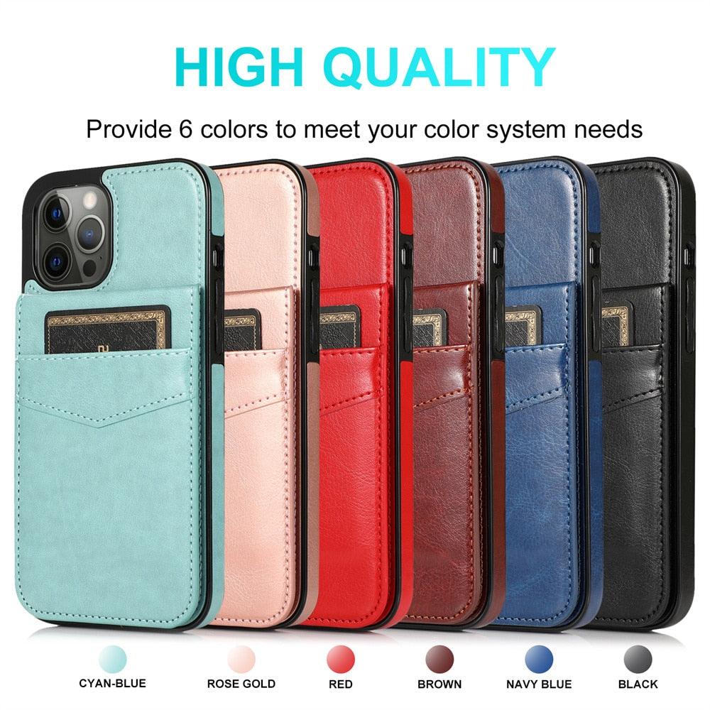 Étui de luxe pour cartes pour iPhone 14 13 12 Mini 11 Pro Max en cuir durable avec support solide, étui de téléphone magnétique à rabat pour femmes et filles avec porte-cartes sécurisé