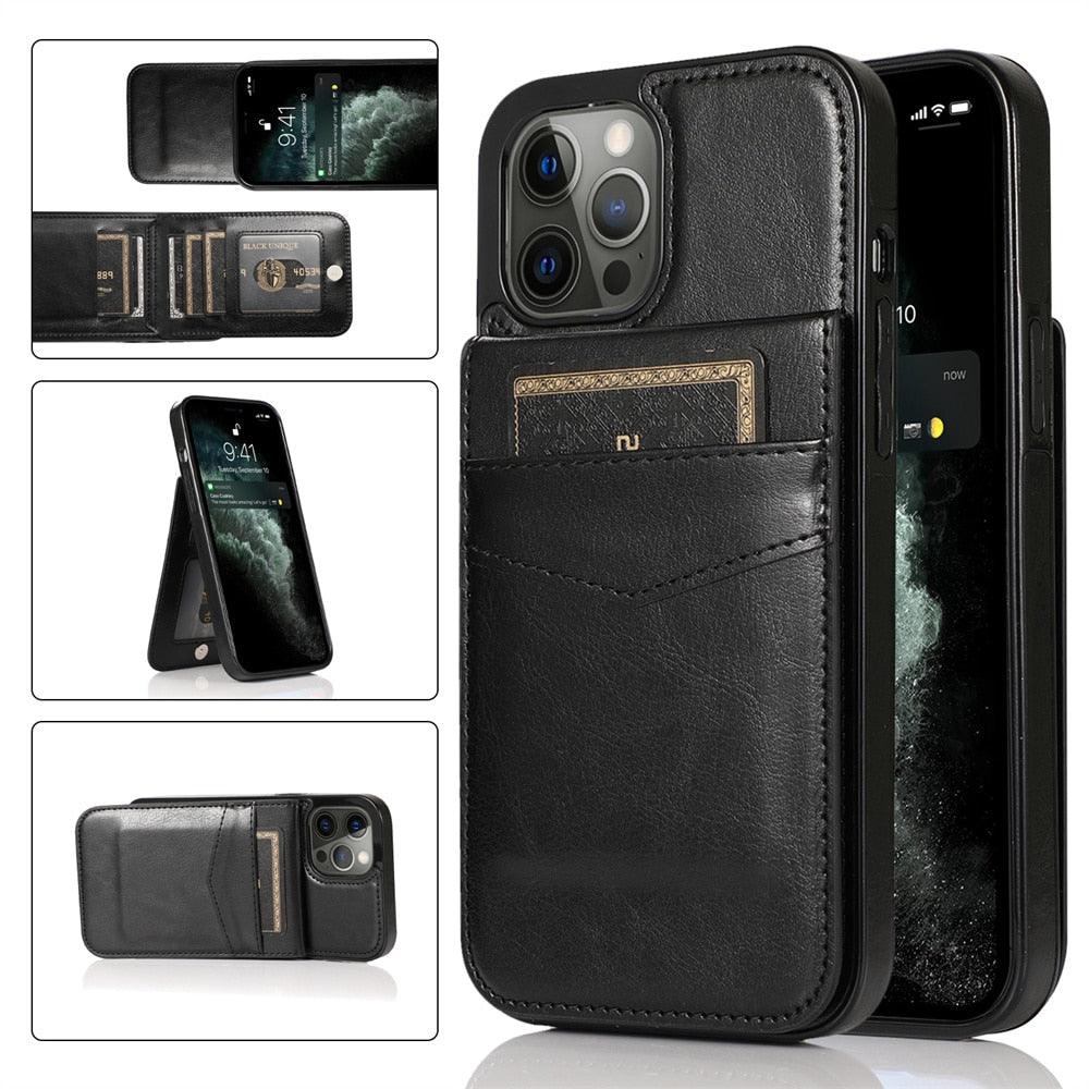 Étui de luxe pour cartes pour iPhone 14 13 12 Mini 11 Pro Max en cuir durable avec support solide, étui de téléphone magnétique à rabat pour femmes et filles avec porte-cartes sécurisé