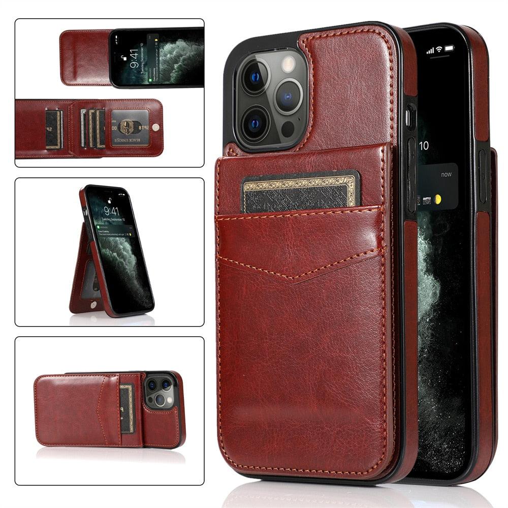 Étui de luxe pour cartes pour iPhone 14 13 12 Mini 11 Pro Max en cuir durable avec support solide, étui de téléphone magnétique à rabat pour femmes et filles avec porte-cartes sécurisé