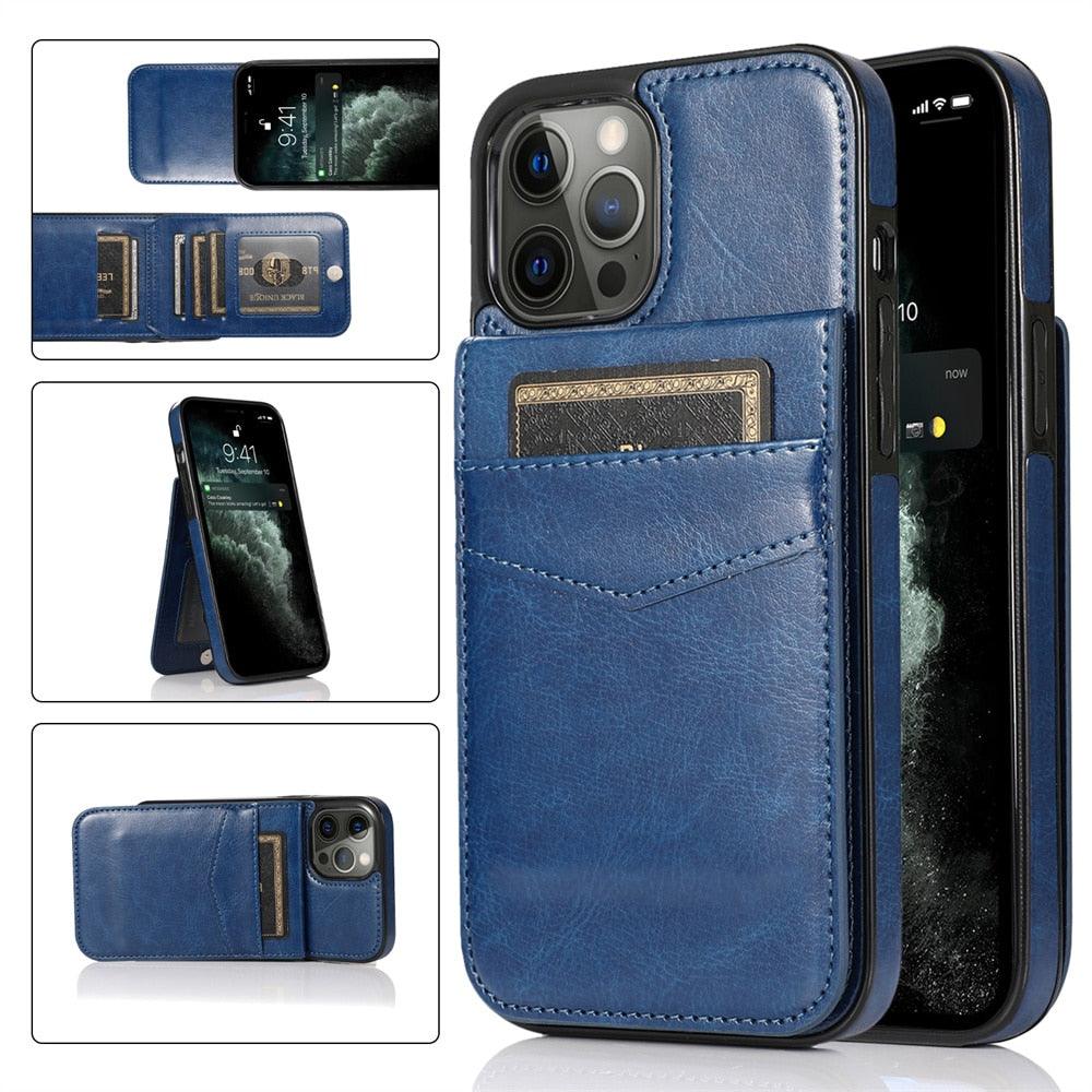 Étui de luxe pour cartes pour iPhone 14 13 12 Mini 11 Pro Max en cuir durable avec support solide, étui de téléphone magnétique à rabat pour femmes et filles avec porte-cartes sécurisé