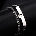 Bracelet de luxe en forme de cœur pour couples - Chaîne en acier inoxydable pour hommes et femmes - Bijou tendance en acier inoxydable - Bracelet ajustable à maillons cubains de couleur argentée