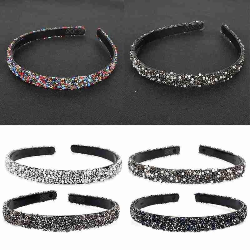 Bandeaux de luxe en cristal perle et strass pour femmes - Accessoires de mode pour cheveux, coiffe rembourrée, bandeaux brillants, cerceau à cheveux magnifique pour femmes