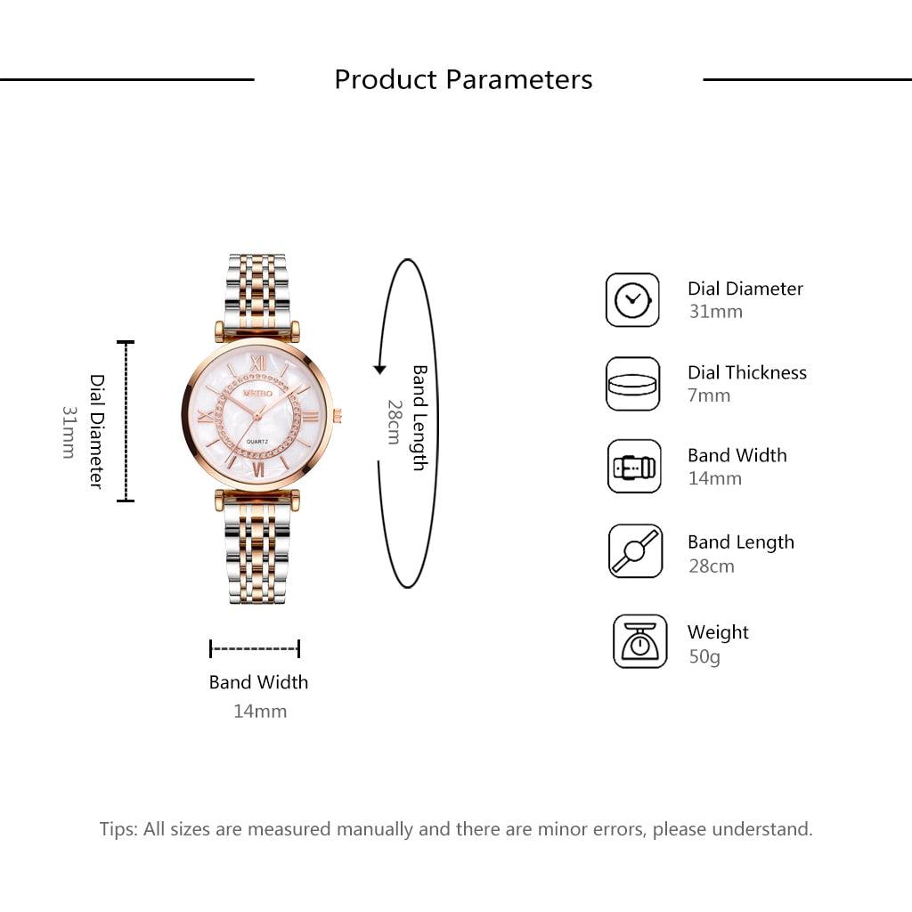 Montres bracelet de luxe en cristal pour femmes, montre à quartz tendance avec diamants, montre-bracelet en acier inoxydable pour femmes, montre-bracelet en métal bicolore élégante à quartz analogique avec diamants, cadeau pour femme