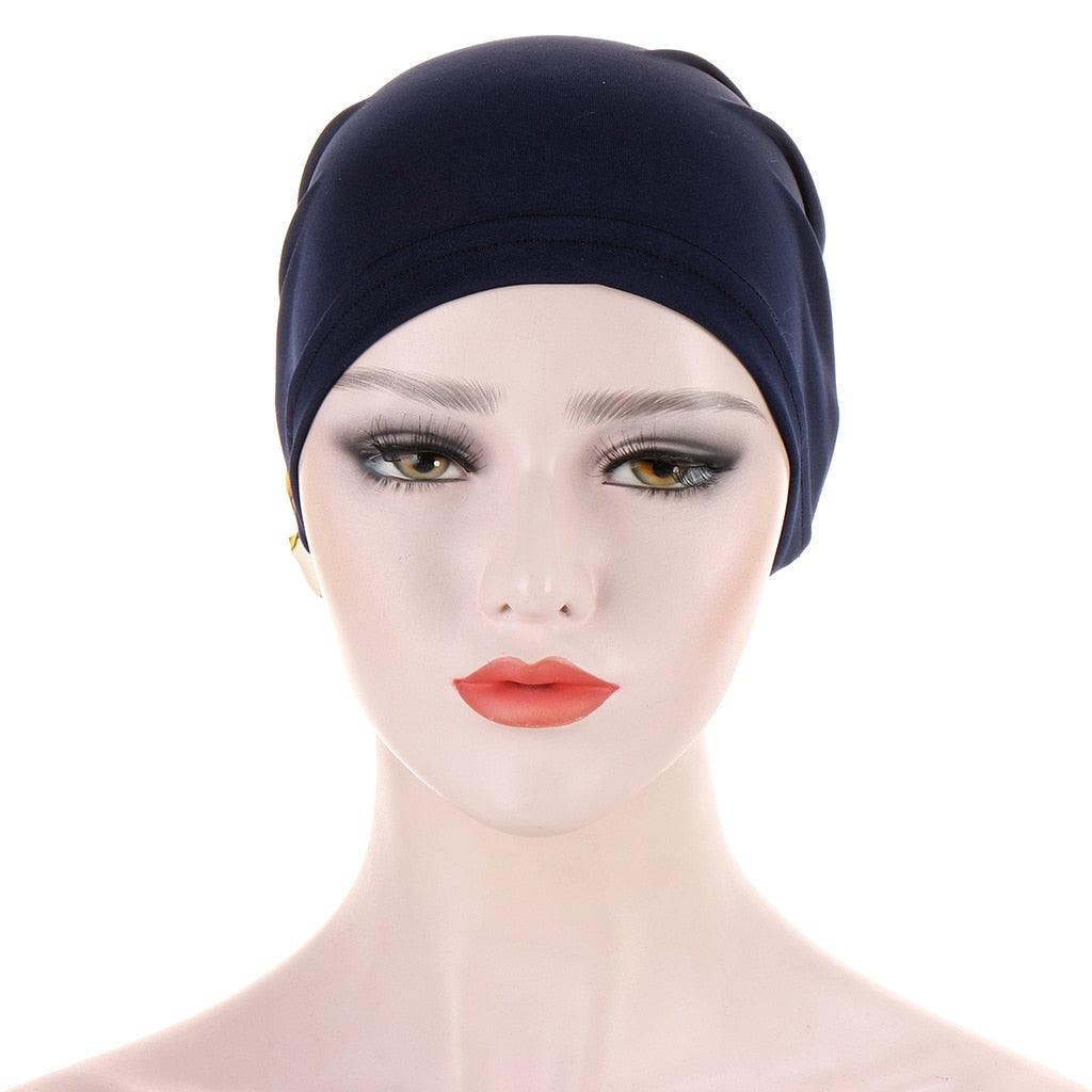 Chapeau Turban de Luxe Élégant Chapeau Léger Doux Grande Fleur Noire Élastique Élégant Hijab Casquettes Turban Afrique Léger Écharpe de Tête Doux Chapeau pour Femmes