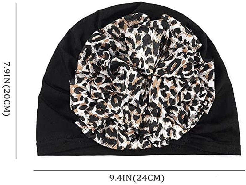 Chapeau Turban de Luxe Élégant Chapeau Léger Doux Grande Fleur Noire Élastique Élégant Hijab Casquettes Turban Afrique Léger Écharpe de Tête Doux Chapeau pour Femmes