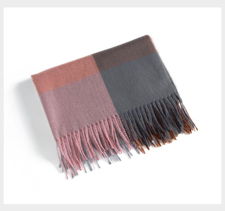 Écharpe de luxe, mode automne-hiver, douce et chaude, à carreaux, hijabs colorés, châles en cachemire, bandana doux et chaud, écharpes légères pour femmes, écharpe élégante, écharpe en laine douce élégante à pompons pour femmes