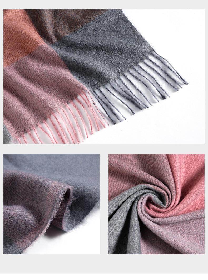 Écharpe de luxe, mode automne-hiver, douce et chaude, à carreaux, hijabs colorés, châles en cachemire, bandana doux et chaud, écharpes légères pour femmes, écharpe élégante, écharpe en laine douce élégante à pompons pour femmes