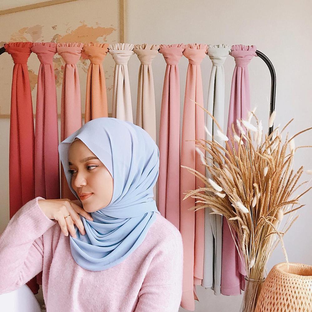 Écharpe de luxe en mousseline unie longue et douce, châle, foulard léger, foulard instantané prêt à porter, élégant foulard hijab, châle musulman, hijabs islamiques, foulard arabe pour femmes