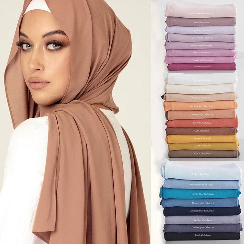 Écharpe de luxe en mousseline unie longue et douce, châle, foulard léger, foulard instantané prêt à porter, élégant foulard hijab, châle musulman, hijabs islamiques, foulard arabe pour femmes