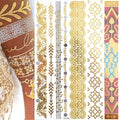 Tatouage Temporaire Luxe Métallique Imperméable Or Argent Fleur Autocollant Longue Durée Motif Doré Pour Femmes