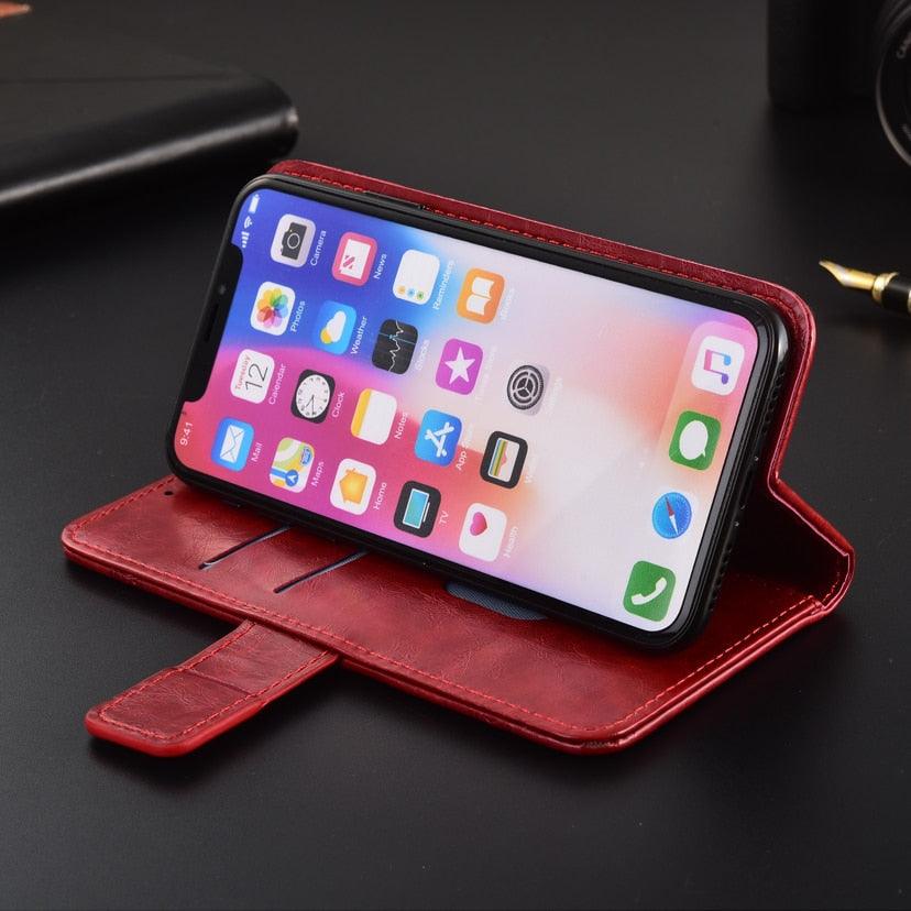 Étui portefeuille de luxe en cuir pour iPhone 11 13 12 Pro 12Mini, étui de téléphone avec porte-cartes en cuir de qualité supérieure pour iPhone 11 Pro, étui portefeuille en cuir à rabat avec support et porte-cartes
