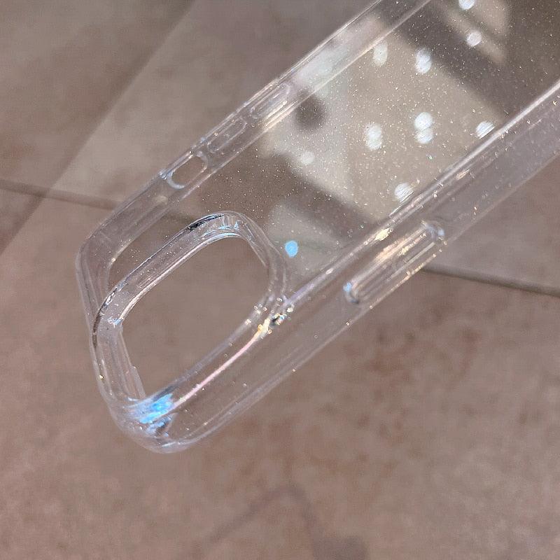 Étui Transparent à Paillettes de Luxe pour IPhone 14 13 12 11 Pro Max Mini X XS Max XR, Coque en Silicone Mignon Brillant Antichoc, Housse de Protection Rigide Antichoc Pour iPhone