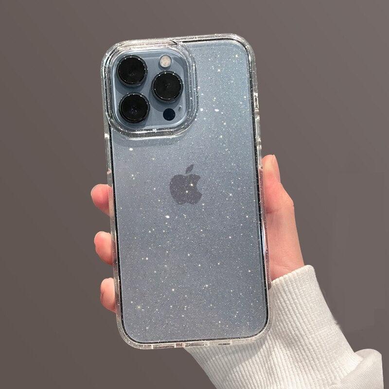 Étui Transparent à Paillettes de Luxe pour IPhone 14 13 12 11 Pro Max Mini X XS Max XR, Coque en Silicone Mignon Brillant Antichoc, Housse de Protection Rigide Antichoc Pour iPhone