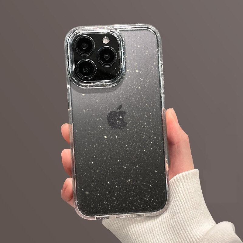 Étui Transparent à Paillettes de Luxe pour IPhone 14 13 12 11 Pro Max Mini X XS Max XR, Coque en Silicone Mignon Brillant Antichoc, Housse de Protection Rigide Antichoc Pour iPhone