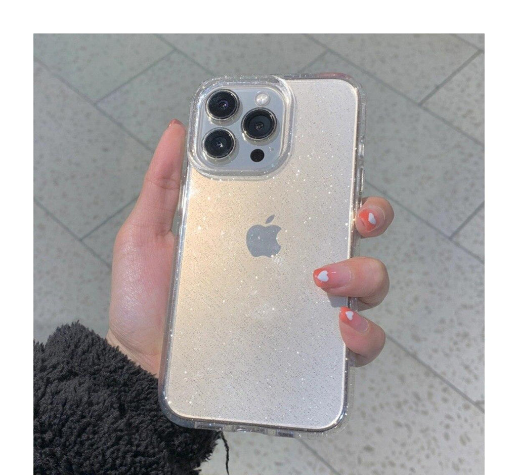 Étui Transparent à Paillettes de Luxe pour IPhone 14 13 12 11 Pro Max Mini X XS Max XR, Coque en Silicone Mignon Brillant Antichoc, Housse de Protection Rigide Antichoc Pour iPhone