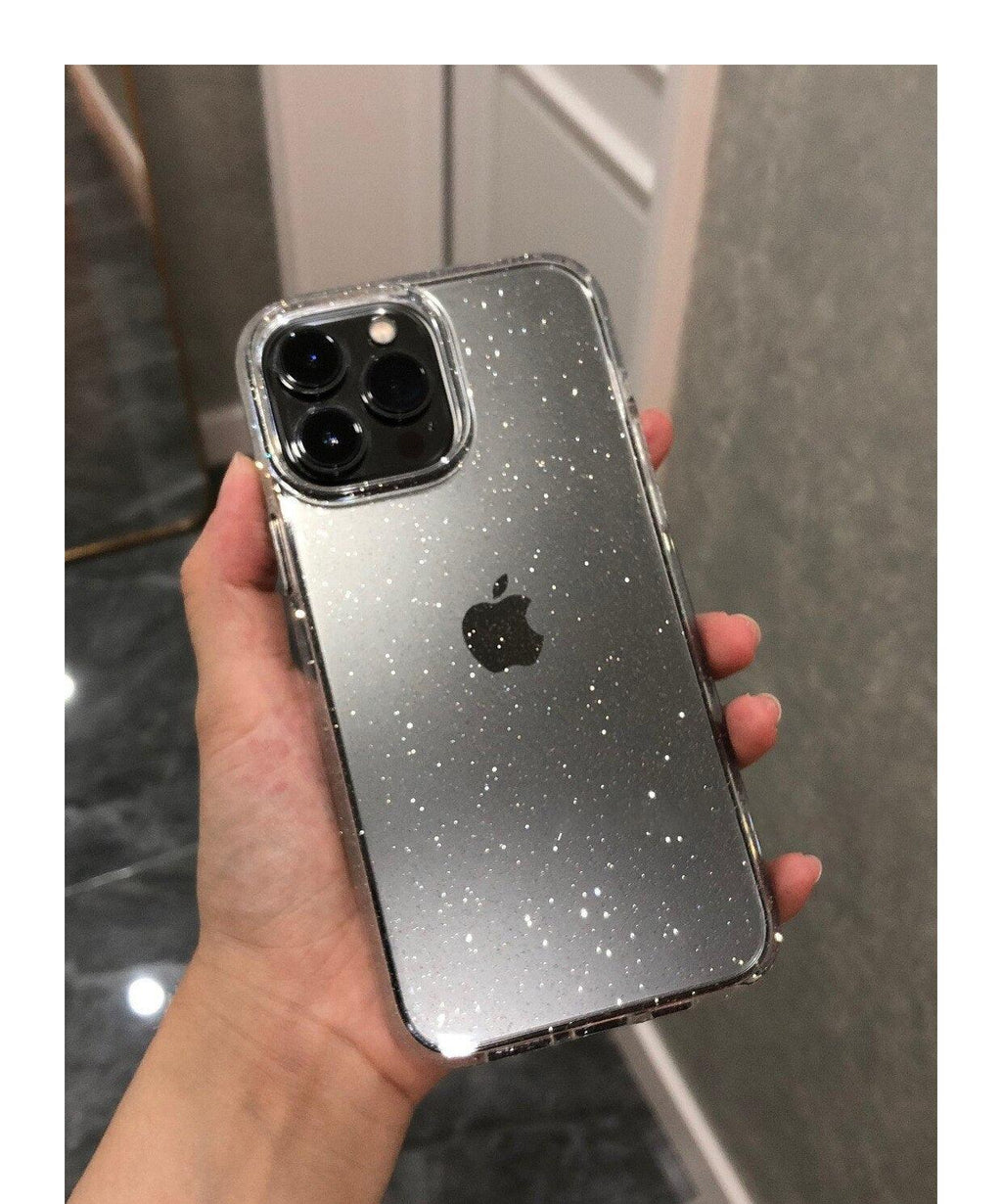 Étui Transparent à Paillettes de Luxe pour IPhone 14 13 12 11 Pro Max Mini X XS Max XR, Coque en Silicone Mignon Brillant Antichoc, Housse de Protection Rigide Antichoc Pour iPhone