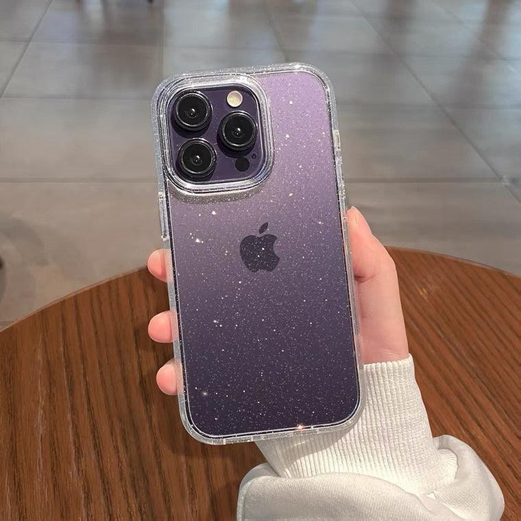 Étui Transparent à Paillettes de Luxe pour IPhone 14 13 12 11 Pro Max Mini X XS Max XR, Coque en Silicone Mignon Brillant Antichoc, Housse de Protection Rigide Antichoc Pour iPhone