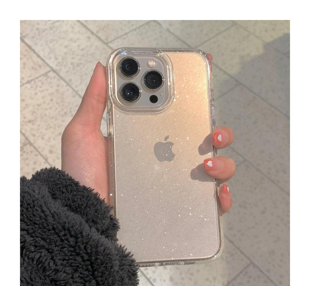 Étui Transparent à Paillettes de Luxe pour IPhone 14 13 12 11 Pro Max Mini X XS Max XR, Coque en Silicone Mignon Brillant Antichoc, Housse de Protection Rigide Antichoc Pour iPhone
