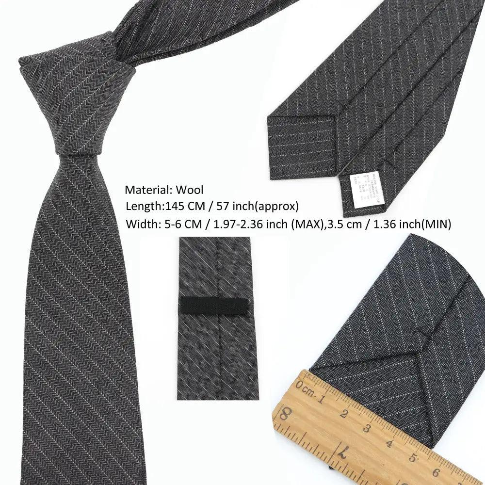Cravate en Laine Fine Noire Grise de Haute Qualité pour Hommes, Réunion d'Affaires, Design Tendance, Excellent Cadeau pour Hommes
