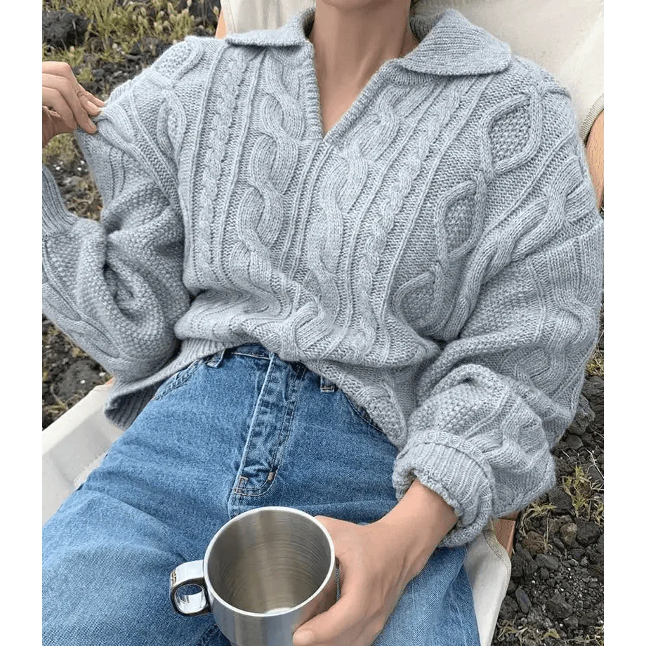Chandails en tricot de luxe rétro pour femmes, pull décontracté de couleur unie, col rabattable, ample, doux, tops assortis pour l'automne