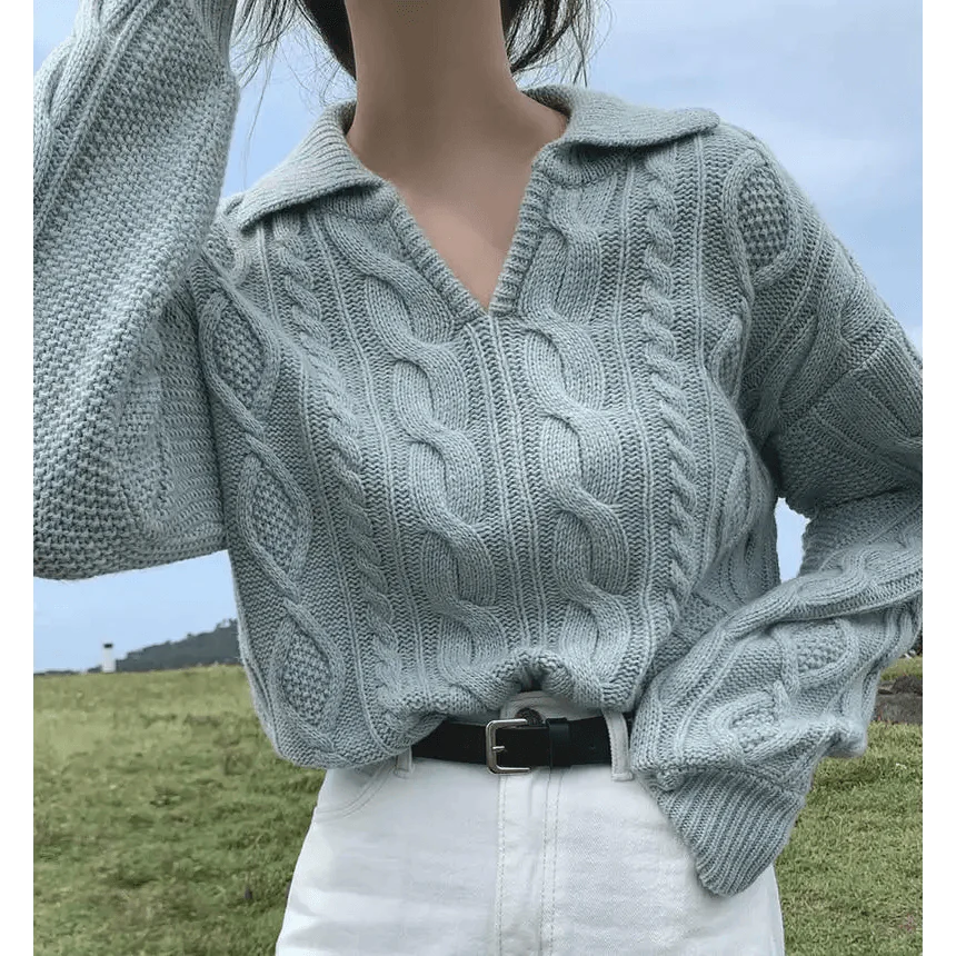 Chandails en tricot de luxe rétro pour femmes, pull décontracté de couleur unie, col rabattable, ample, doux, tops assortis pour l'automne
