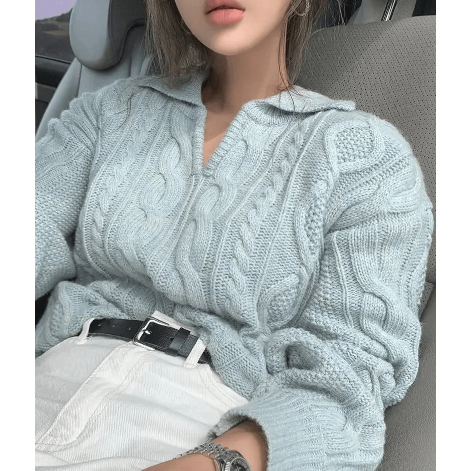 Chandails en tricot de luxe rétro pour femmes, pull décontracté de couleur unie, col rabattable, ample, doux, tops assortis pour l'automne