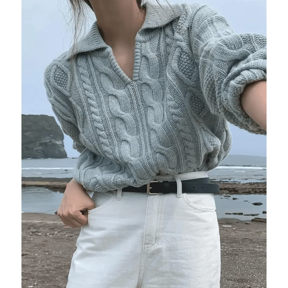 Chandails en tricot de luxe rétro pour femmes, pull décontracté de couleur unie, col rabattable, ample, doux, tops assortis pour l'automne