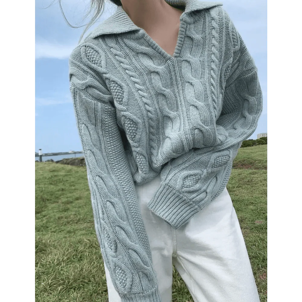 Chandails en tricot de luxe rétro pour femmes, pull décontracté de couleur unie, col rabattable, ample, doux, tops assortis pour l'automne