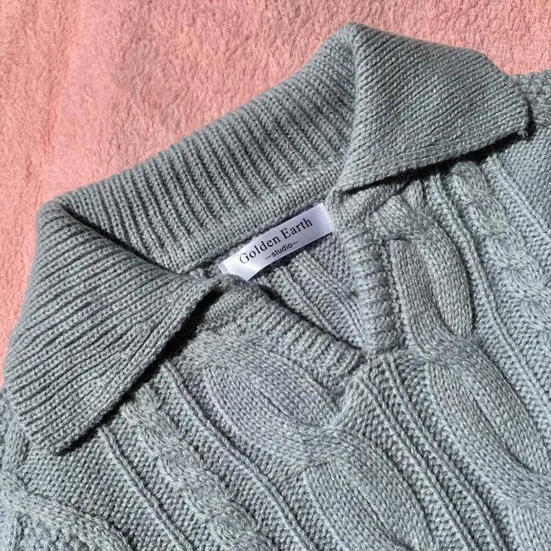 Chandails en tricot de luxe rétro pour femmes, pull décontracté de couleur unie, col rabattable, ample, doux, tops assortis pour l'automne