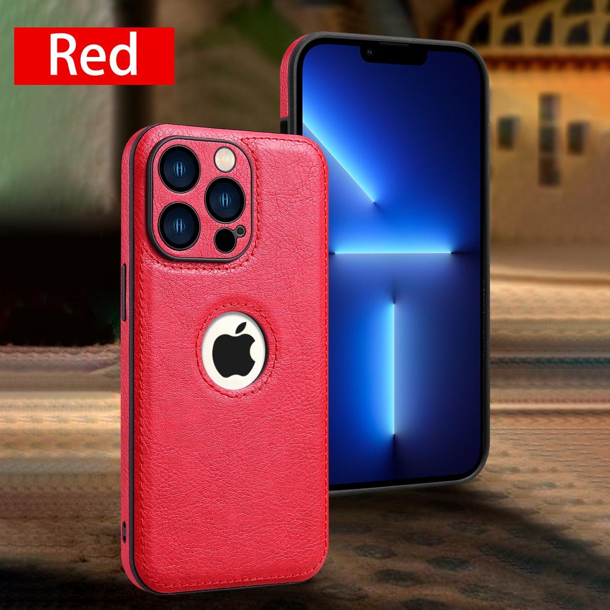Étui en Cuir de Luxe pour iPhone 14 13 12 11 Pro MAX XS XR 7 8 Plus Coque de Téléphone Classique en Silicone Étui en Cuir Fin Flexible Doux au Toucher Housse en Cuir PU de Luxe pour Homme Étuis de Téléphone Complets Durables Anti-Rayures