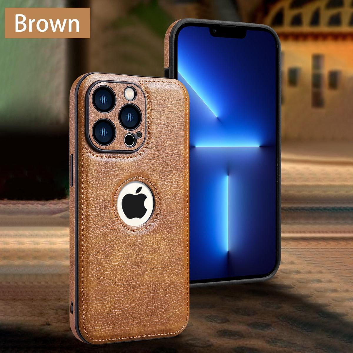 Étui en Cuir de Luxe pour iPhone 14 13 12 11 Pro MAX XS XR 7 8 Plus Coque de Téléphone Classique en Silicone Étui en Cuir Fin Flexible Doux au Toucher Housse en Cuir PU de Luxe pour Homme Étuis de Téléphone Complets Durables Anti-Rayures