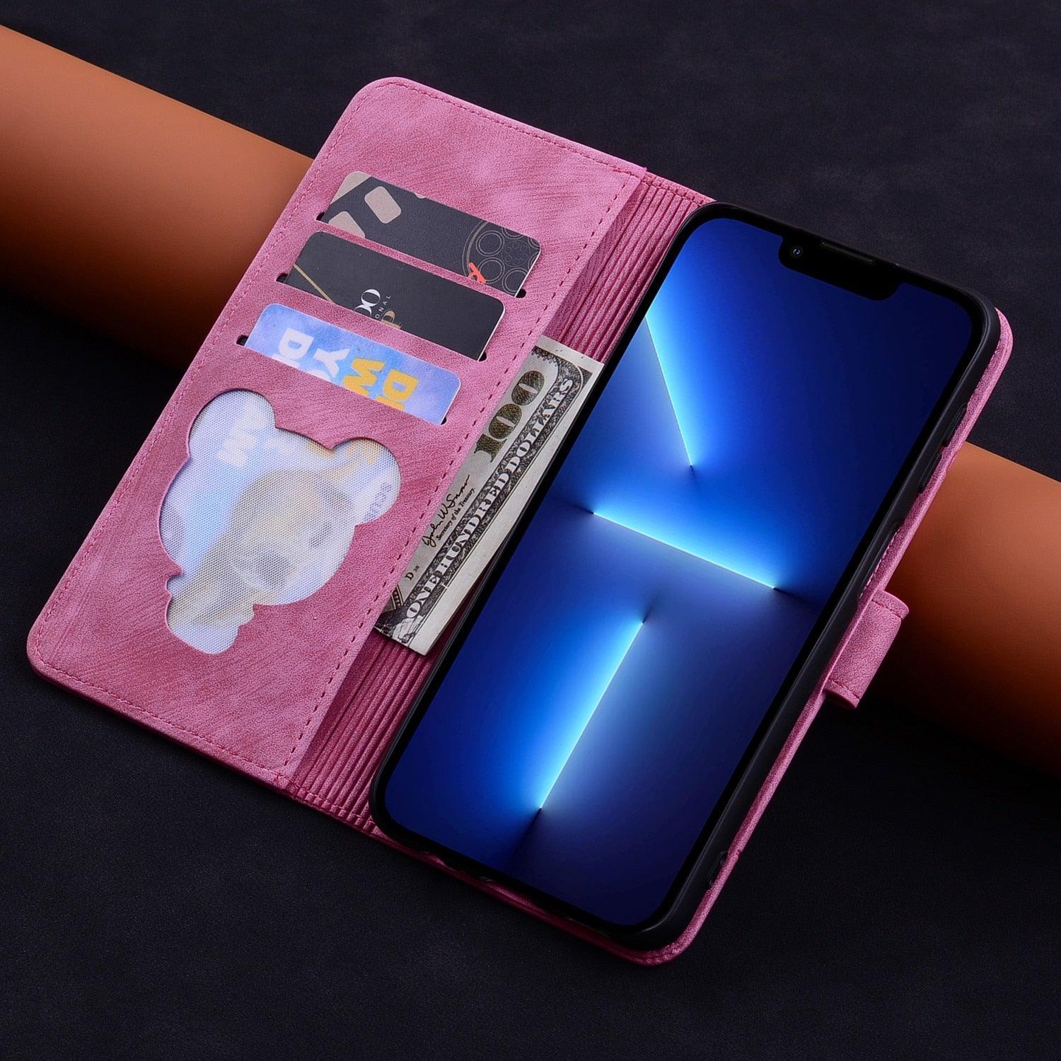 Étui portefeuille en cuir de luxe pour iPhone 14 13 Pro Max 11 12 Mini XR X XS Max avec support magnétique et porte-cartes en cuir PU, étui antichoc et élégant avec protection contre les chutes