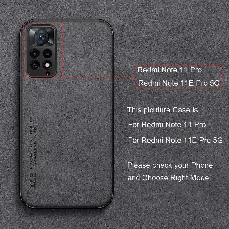 Étui en cuir de luxe magnétique pour Xiaomi Redmi Note 11 10 9 11E Pro 11S 10S 12 12X 10C POCO X3 NFC Pro F3, coques avec plaque métallique, coque arrière en cuir de qualité supérieure, étui de téléphone portable souple, ultra fin, anti-rayures
