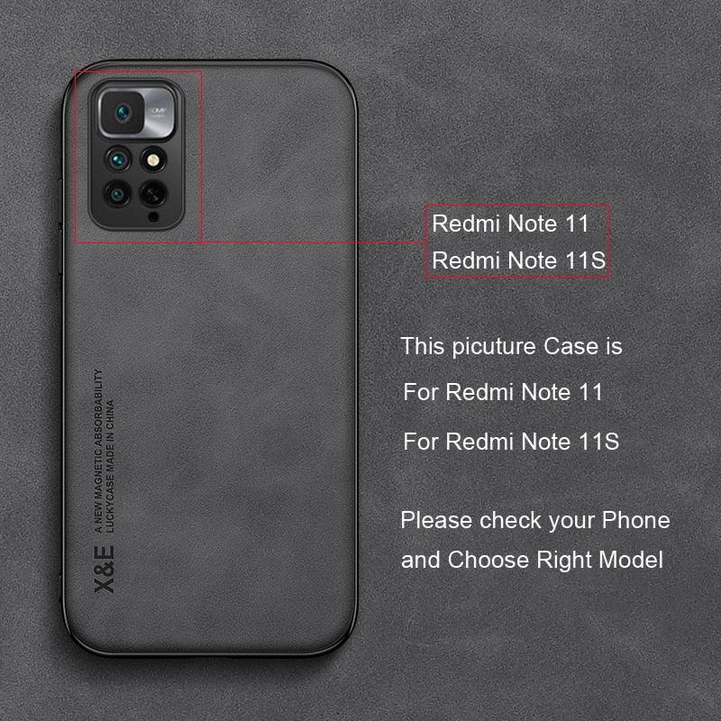 Étui en cuir de luxe magnétique pour Xiaomi Redmi Note 11 10 9 11E Pro 11S 10S 12 12X 10C POCO X3 NFC Pro F3, coques avec plaque métallique, coque arrière en cuir de qualité supérieure, étui de téléphone portable souple, ultra fin, anti-rayures