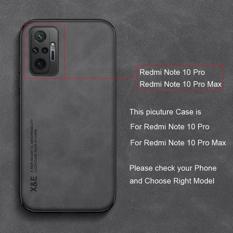 Étui en cuir de luxe magnétique pour Xiaomi Redmi Note 11 10 9 11E Pro 11S 10S 12 12X 10C POCO X3 NFC Pro F3, coques avec plaque métallique, coque arrière en cuir de qualité supérieure, étui de téléphone portable souple, ultra fin, anti-rayures