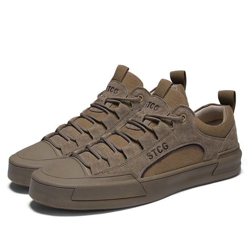 Baskets montantes de luxe en cuir pour homme, chaussures décontractées en toile pour homme, faites à la main, pour la marche, confortables et au design moderne