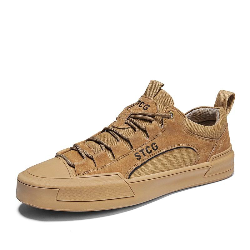 Baskets montantes de luxe en cuir pour homme, chaussures décontractées en toile pour homme, faites à la main, pour la marche, confortables et au design moderne