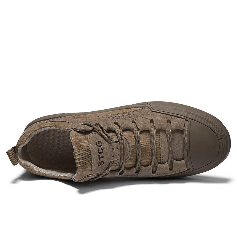 Baskets montantes de luxe en cuir pour homme, chaussures décontractées en toile pour homme, faites à la main, pour la marche, confortables et au design moderne