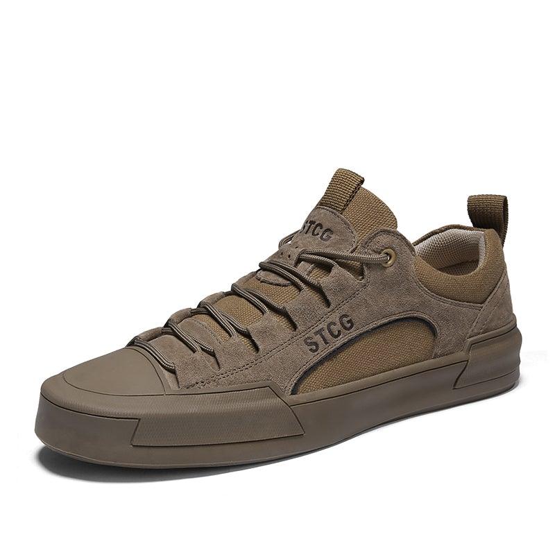 Baskets montantes de luxe en cuir pour homme, chaussures décontractées en toile pour homme, faites à la main, pour la marche, confortables et au design moderne