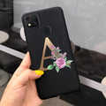 Étui Lettres de Luxe pour Xiaomi Redmi 9C 9 C NFC Coque Antichoc Pare-chocs Souple pour Téléphone Redmi 9 9c 9a Redmi9A 9C 9 Coque Arrière Alphabet Silicone Liquide Mat Souple Mince pour Téléphone