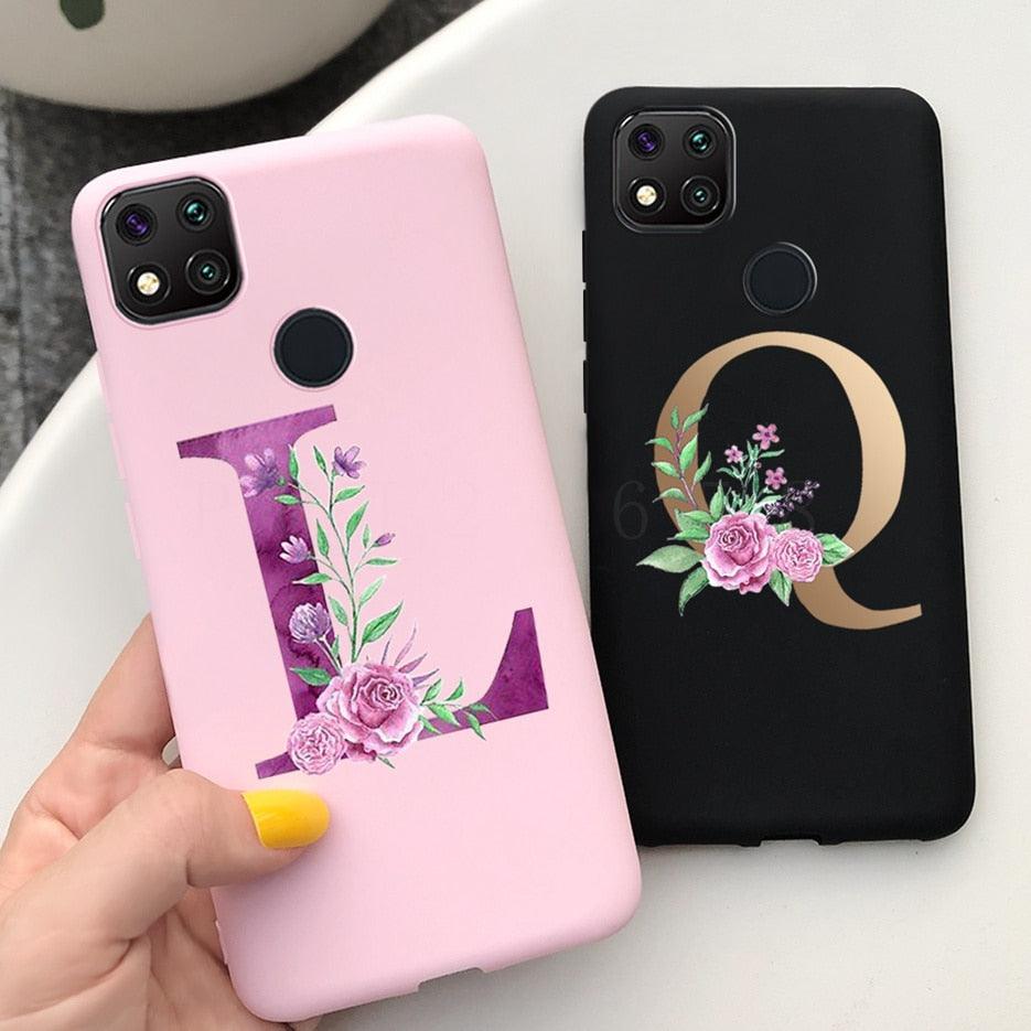 Étui Lettres de Luxe pour Xiaomi Redmi 9C 9 C NFC Coque Antichoc Pare-chocs Souple pour Téléphone Redmi 9 9c 9a Redmi9A 9C 9 Coque Arrière Alphabet Silicone Liquide Mat Souple Mince pour Téléphone