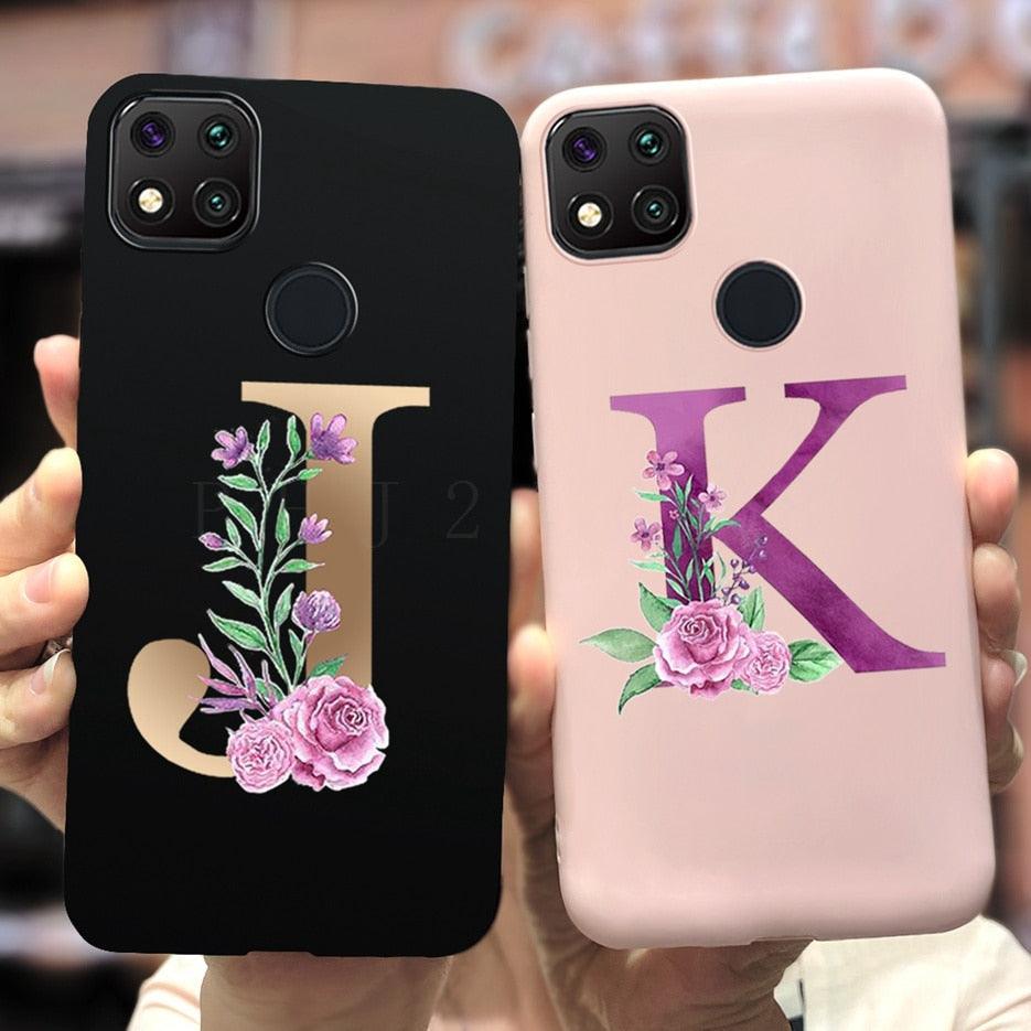 Étui Lettres de Luxe pour Xiaomi Redmi 9C 9 C NFC Coque Antichoc Pare-chocs Souple pour Téléphone Redmi 9 9c 9a Redmi9A 9C 9 Coque Arrière Alphabet Silicone Liquide Mat Souple Mince pour Téléphone
