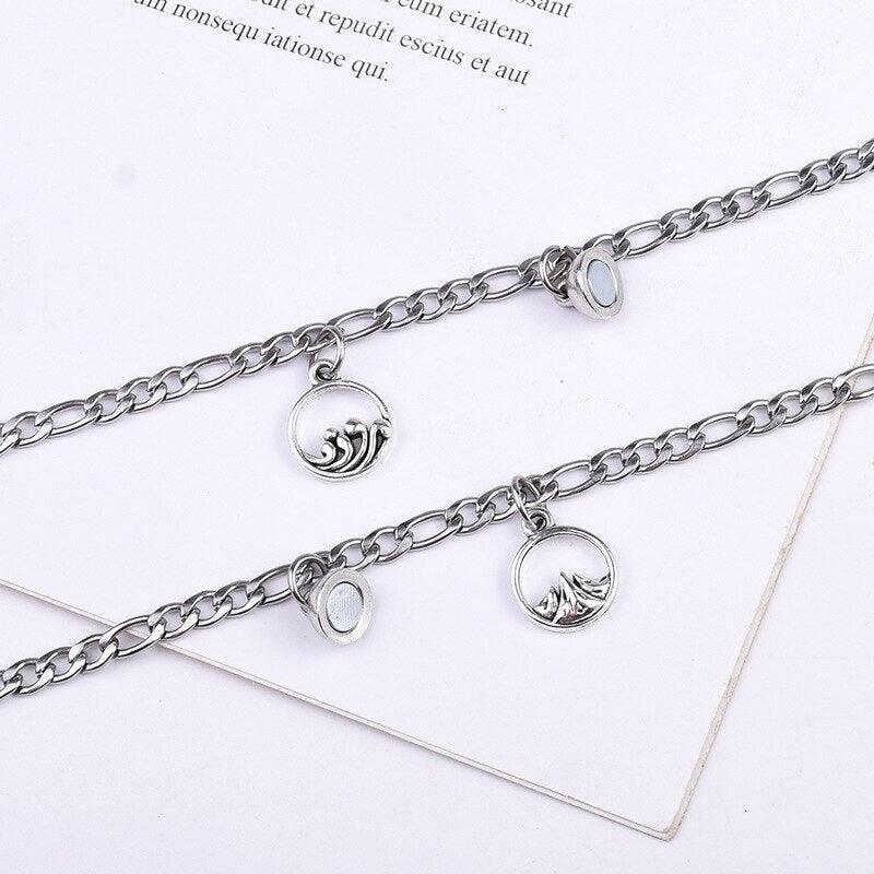 Bracelet de couple magnétique de luxe en acier inoxydable, bracelets de chaîne, bijoux breloques, bracelets assortis pour couple, bracelets de promesse de distance d'amour pour homme et femme en acier inoxydable pour couple