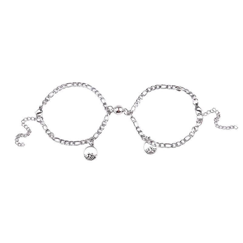 Bracelet de couple magnétique de luxe en acier inoxydable, bracelets de chaîne, bijoux breloques, bracelets assortis pour couple, bracelets de promesse de distance d'amour pour homme et femme en acier inoxydable pour couple